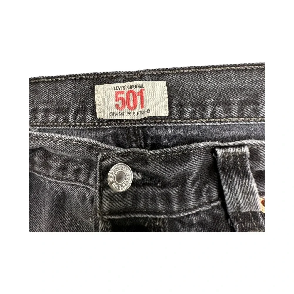 Levi's Jeans Mens 36x29 Black 501 Original Straight Leg Button Fly Denim Pants